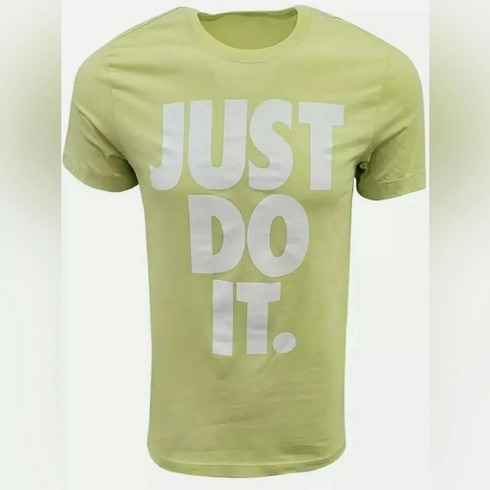 NWT Nike Men's Just Do It Big Logo Lime Green White T-Shirt - Picture 1 of 2